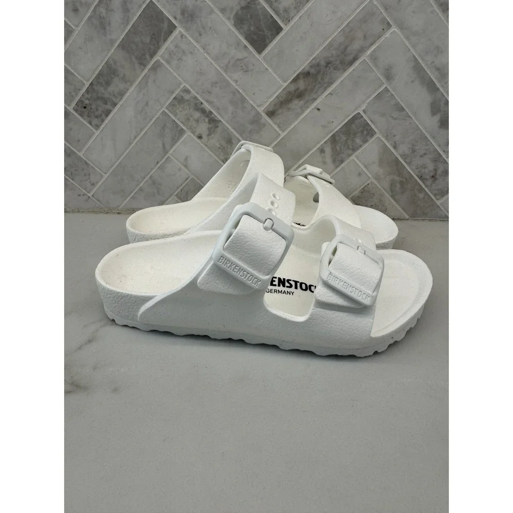 Birkenstock‎ Arizona EVA Sandals Kids Youth Size 9 27 White Double Strap Slides